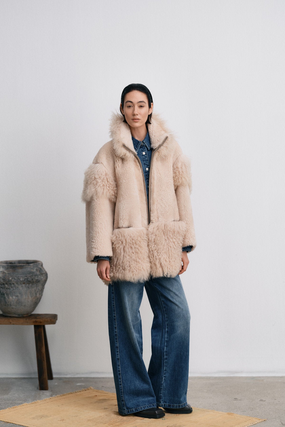 Stacia - Duo shearling jacket I Chalk 7 - Rabens Saloner