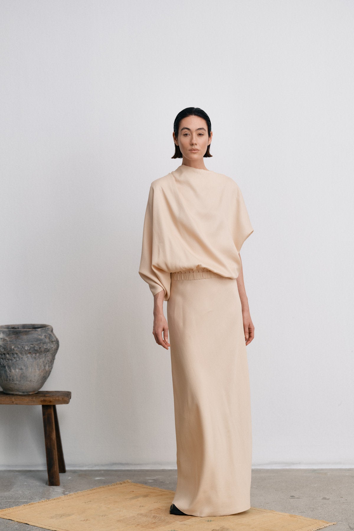 Mila - Ripple drape dress I Sand Dollar Sand Dollar XS 6 - Rabens Saloner