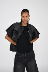 Mir - Denim vest jacket I Washed black denim 8 - Rabens Saloner