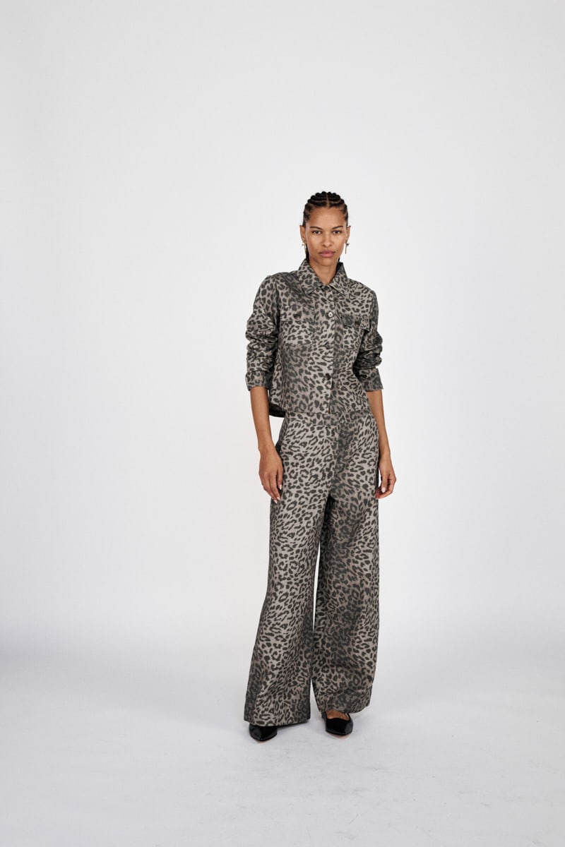 Inja - Leopard print wide leg pants I Snow leopard Snow leopard XXS 1 - Rabens Saloner