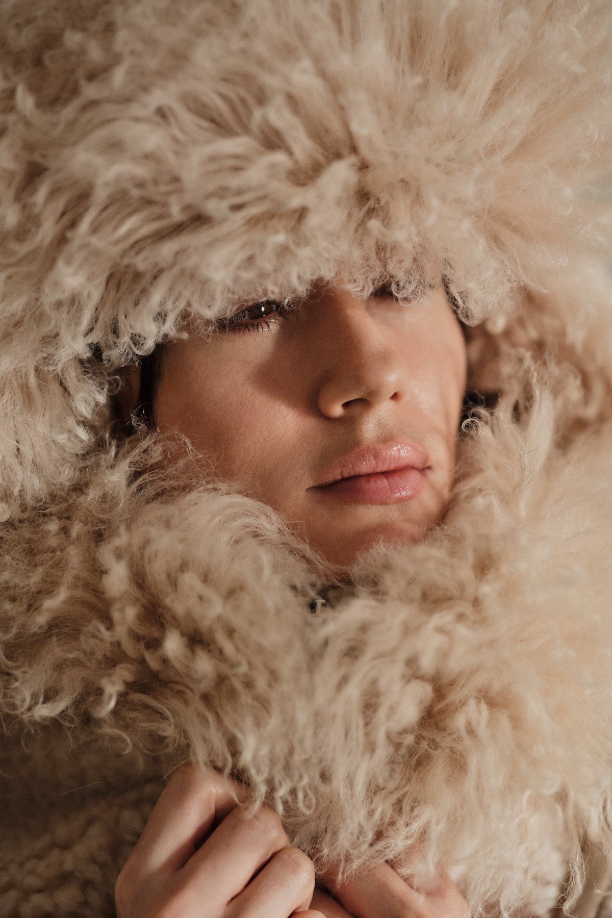 Stacia - Duo shearling jacket I Chalk 12 - Rabens Saloner