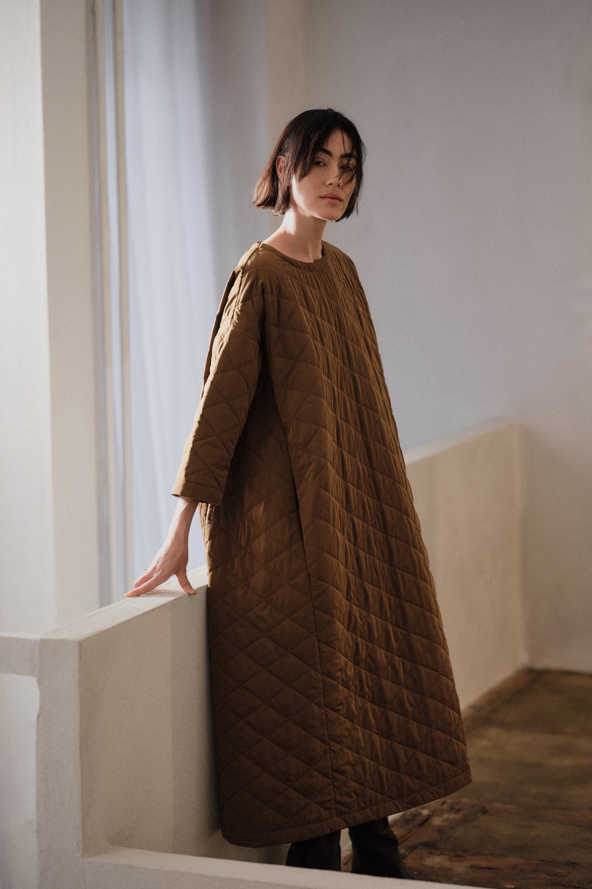 Pamala - Tech quilt dress I Chestnut 6 - Rabens Saloner