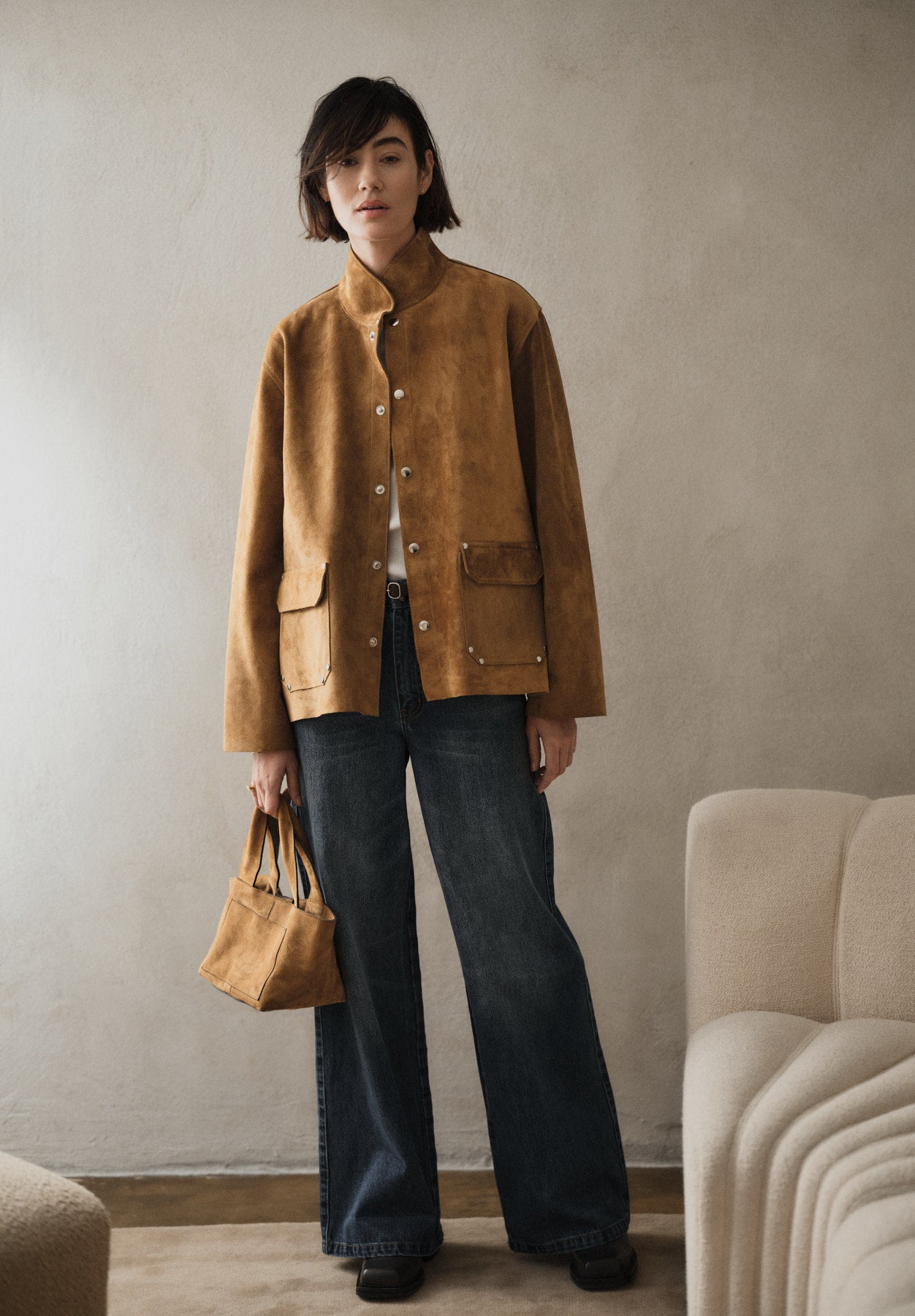 Shalom - Heavy suede mini bag I Whiskey 9 - Rabens Saloner