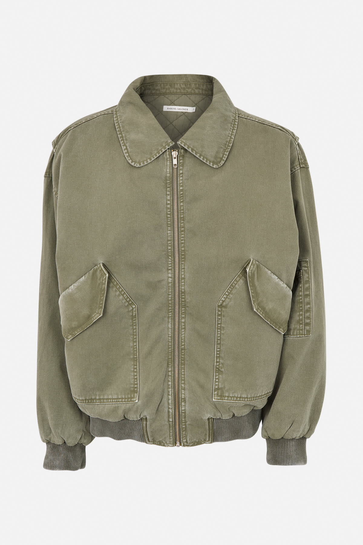 Ezmira - Canvas padded bomber I Washed sage 4 - Rabens Saloner
