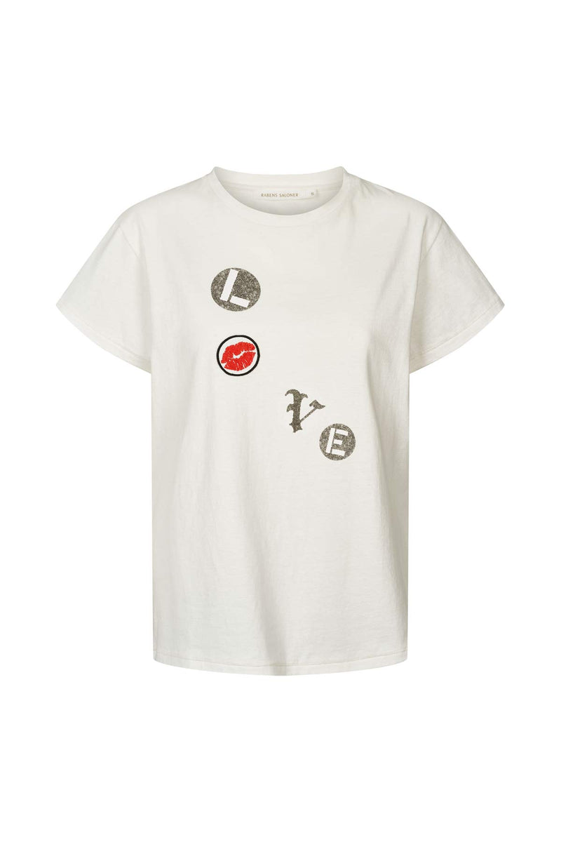 Ambla - Love patch t-shirt I Chalk Chalk XS  4 - Rabens Saloner