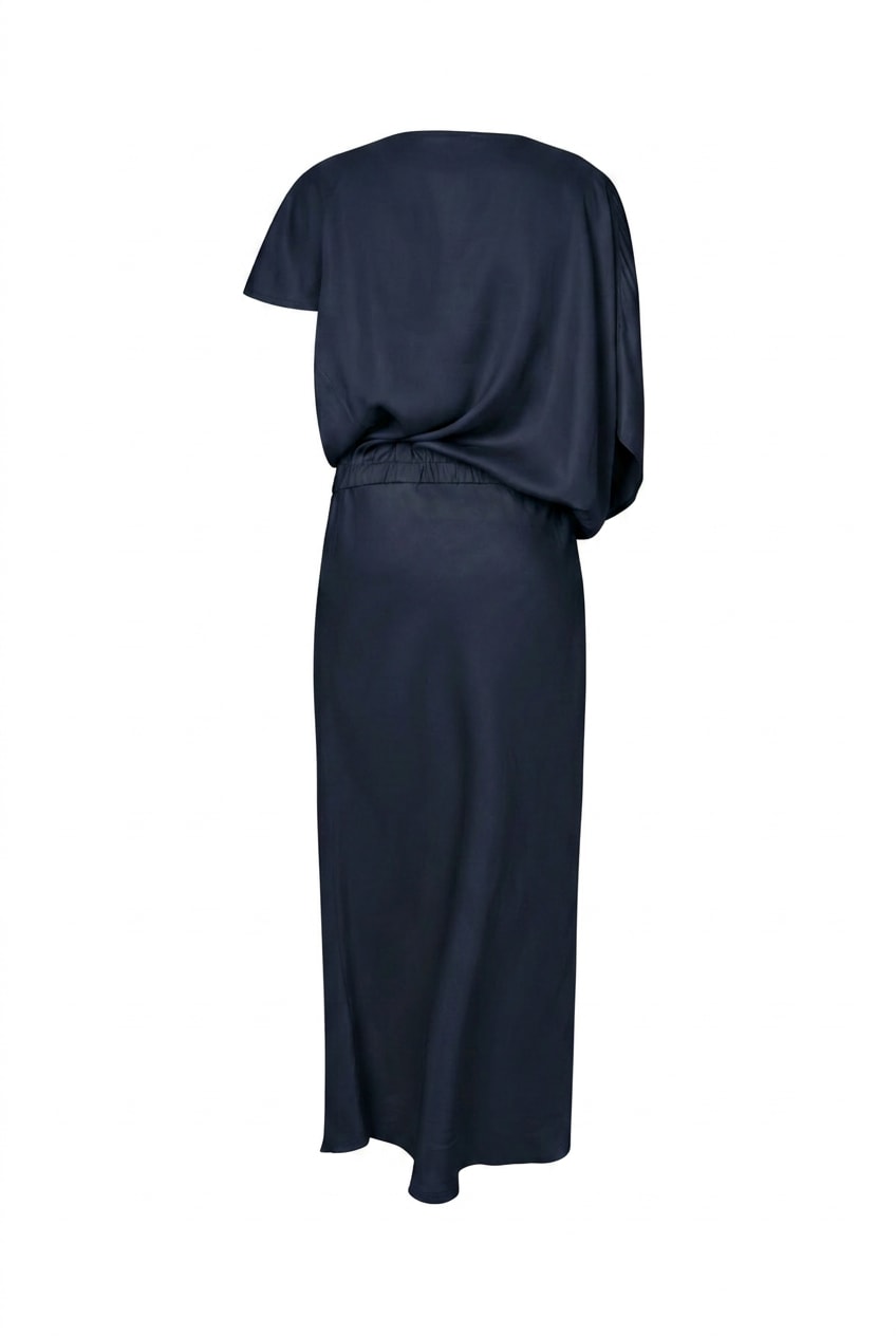Mila - Ripple drape dress I Dark Blue 5 - Rabens Saloner