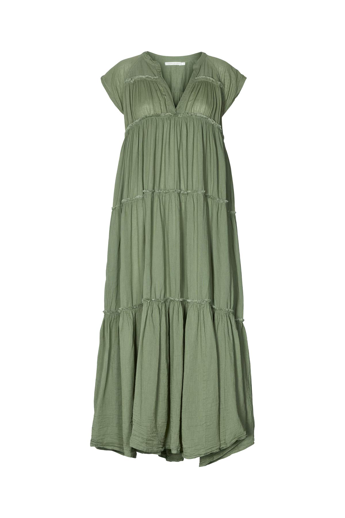 Gisele - Cotton flare long dress I Dry moss Dry moss XS 1 - Rabens Saloner