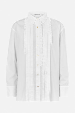 Dim - Poplin front frill shirt I White 4 - Rabens Saloner
