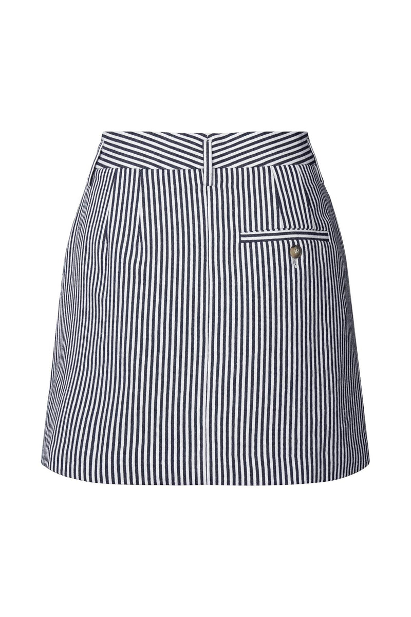 Hollie - Easy tailoring short skirt I Blue stripe
