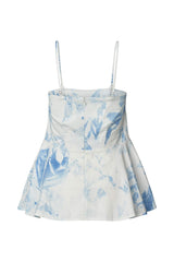 Lindie - Fracture peplum top I Blue white combo