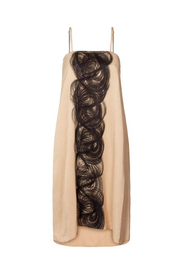 Milli - Swirl string elastic dress I Black sculp combo