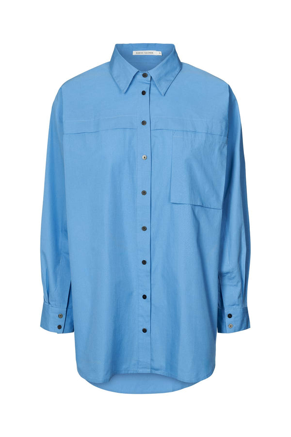 Jacobe - Poplin shirt I Blue Blue XS  1 - Rabens Saloner