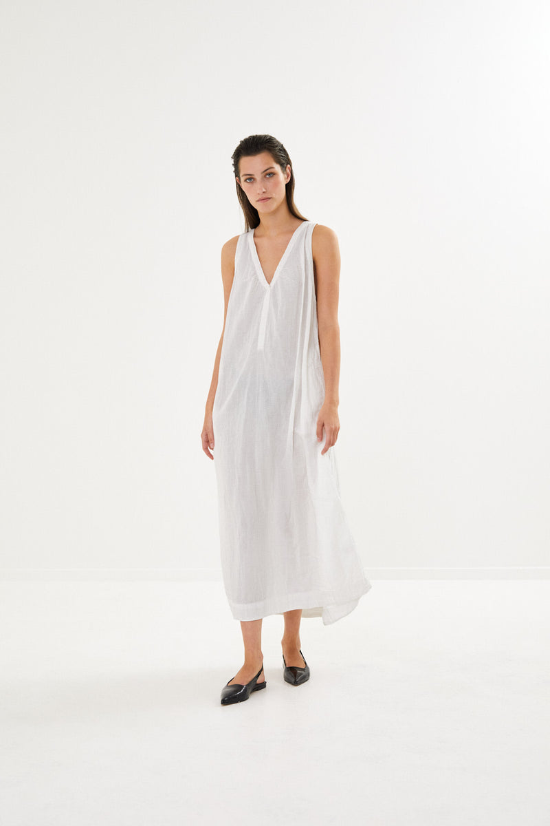 Lizza - Cotton double tank dress I White 1 - Rabens Saloner