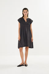 Lotti - Cotton short dress I Dark slate 1 - Rabens Saloner