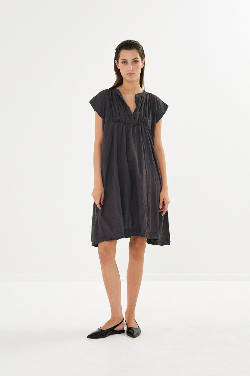 Lotti - Cotton short dress I Dark slate 1 - Rabens Saloner