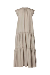 Lorita - Cotton tiered long dress I Pearl grey 2 - Rabens Saloner