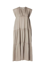 Lorita - Cotton tiered long dress I Pearl grey Pearl grey XS 1 - Rabens Saloner