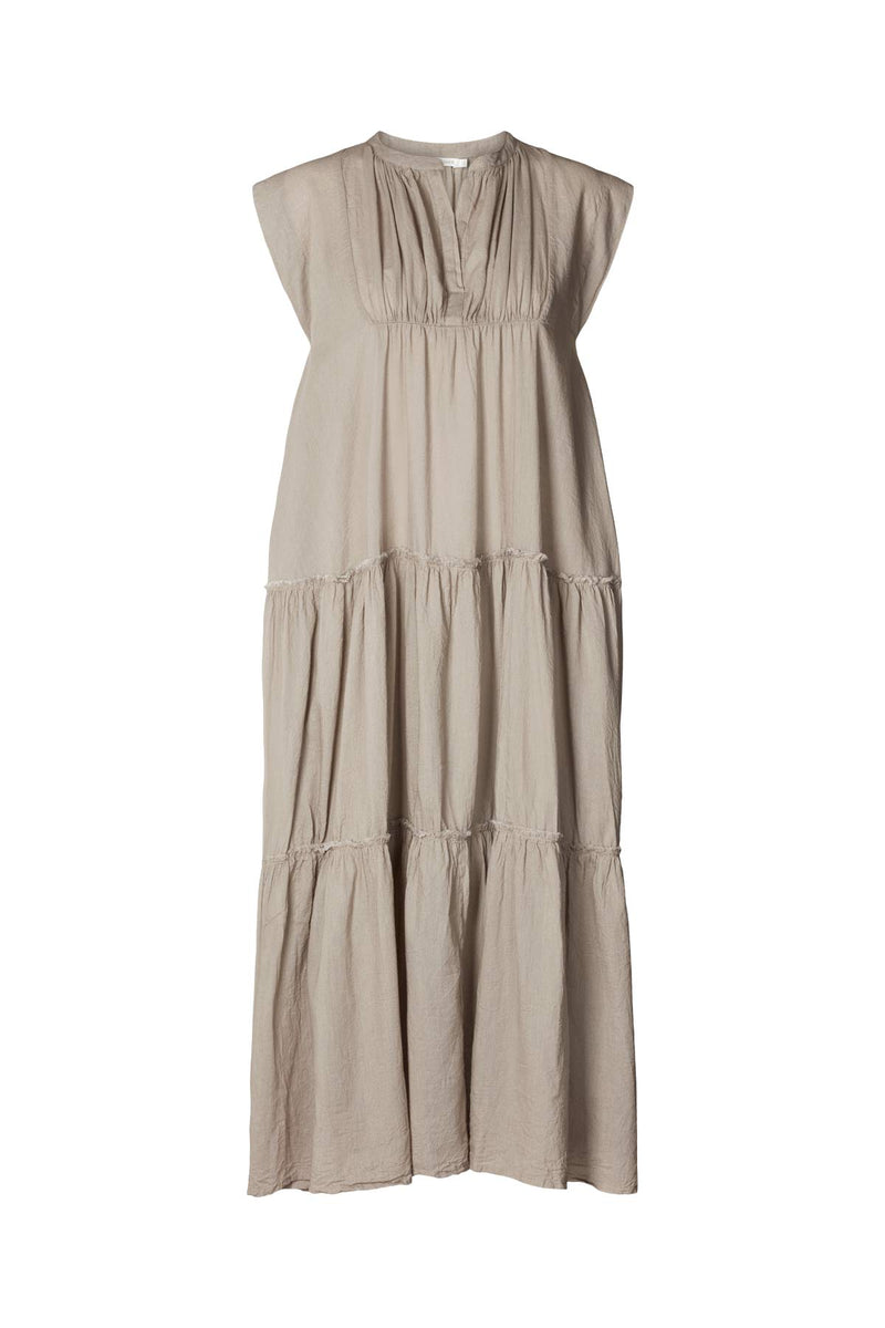 Lorita - Cotton tiered long dress I Pearl grey Pearl grey XS 3 - Rabens Saloner