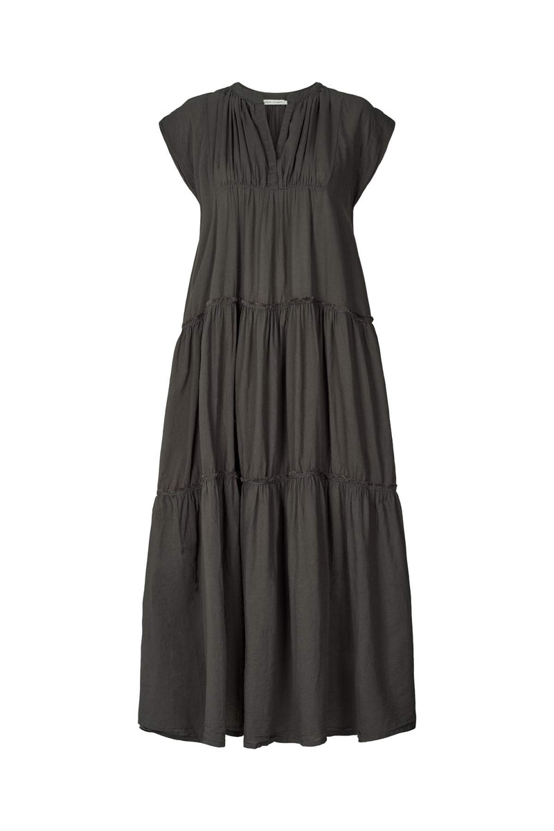 Lorita - Cotton tiered long dress I Dark slate Dark slate XS 1 - Rabens Saloner