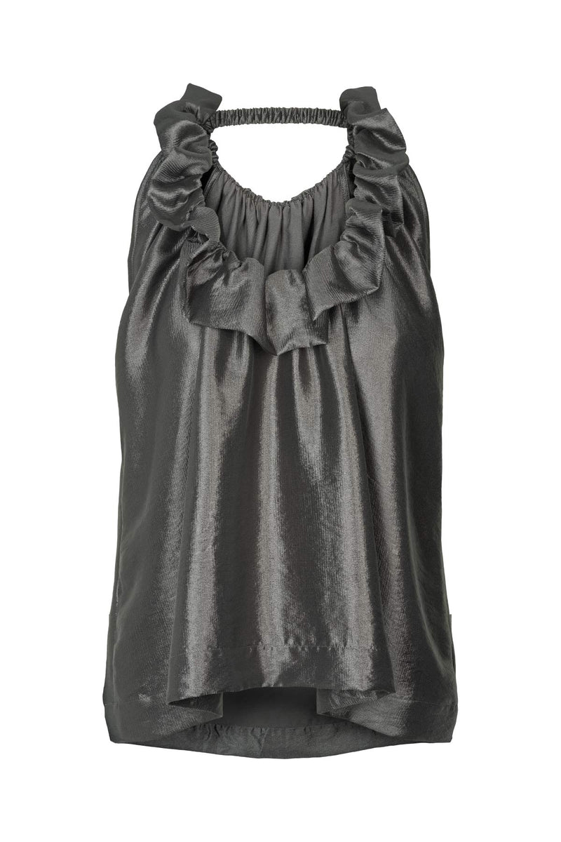 Hali - Hammered metal halter top I Gun metal 4 - Rabens Saloner