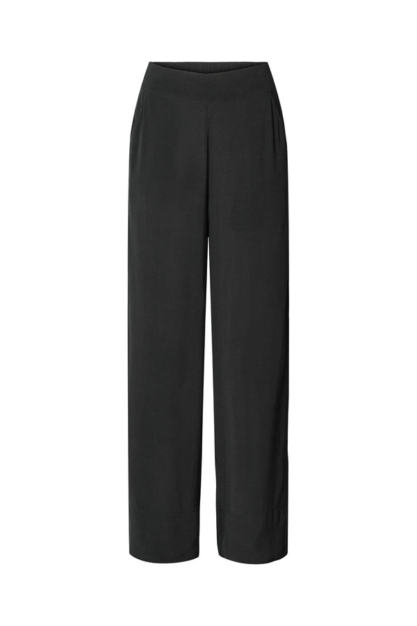 Alisa - Sandwashed wide leg pant I Black Black XS 1 - Rabens Saloner