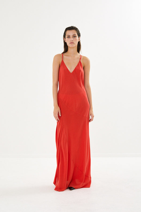 Madigan - Sandwashed strap dress I Red