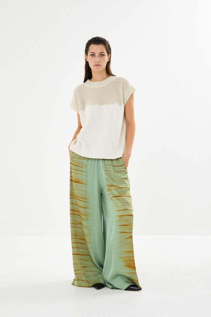 Lenie - Tidal elastic wide pant I Green combo 1 - Rabens Saloner