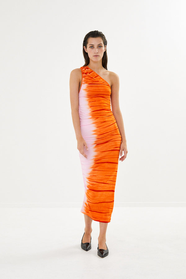 Lua - Tidal one shoulder dress I Orange combo    2 - Rabens Saloner