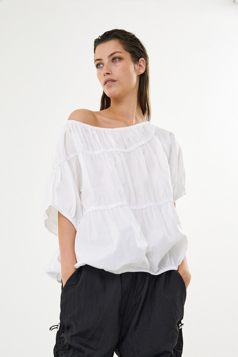 Lotte - Poplin elasticated top I White 4 - Rabens Saloner