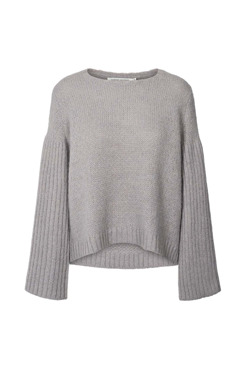 Emiko - Dual knit rib sleeve sweater I Light grey    4 - Rabens Saloner