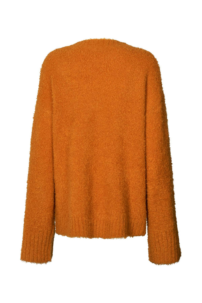 Leonida - Pilling knit V neck sweater I Russet orange 2 - Rabens Saloner