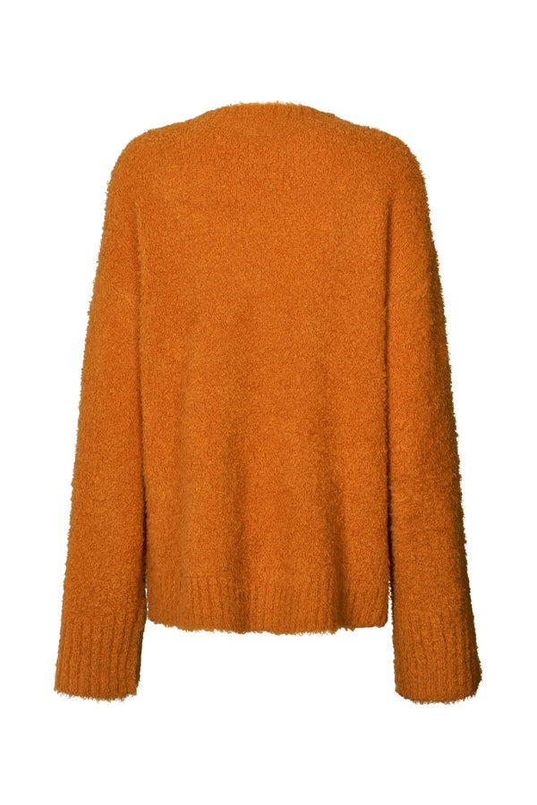 Leonida - Pilling knit V neck sweater I Russet orange    2 - Rabens Saloner