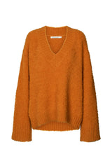 Leonida - Pilling knit V neck sweater I Russet orange Russet orange XS/S 1 - Rabens Saloner