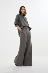 Inja - Mini check wide leg pants I Coffee check    1 - Rabens Saloner