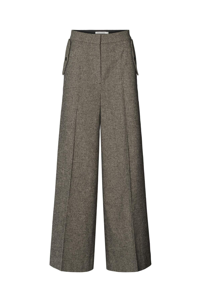 Inja - Mini check wide leg pants I Coffee check Coffee check XS  4 - Rabens Saloner