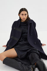 Litzy - Boiled wool coat I Navy    2 - Rabens Saloner