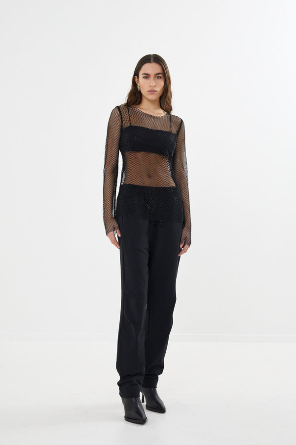 Jacka - Netting long sleeve top I Black 1 - Rabens Saloner