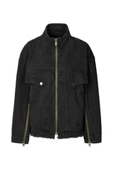 Loretta - Denim black jacket I Washed black denim Washed black denim XS  4 - Rabens Saloner