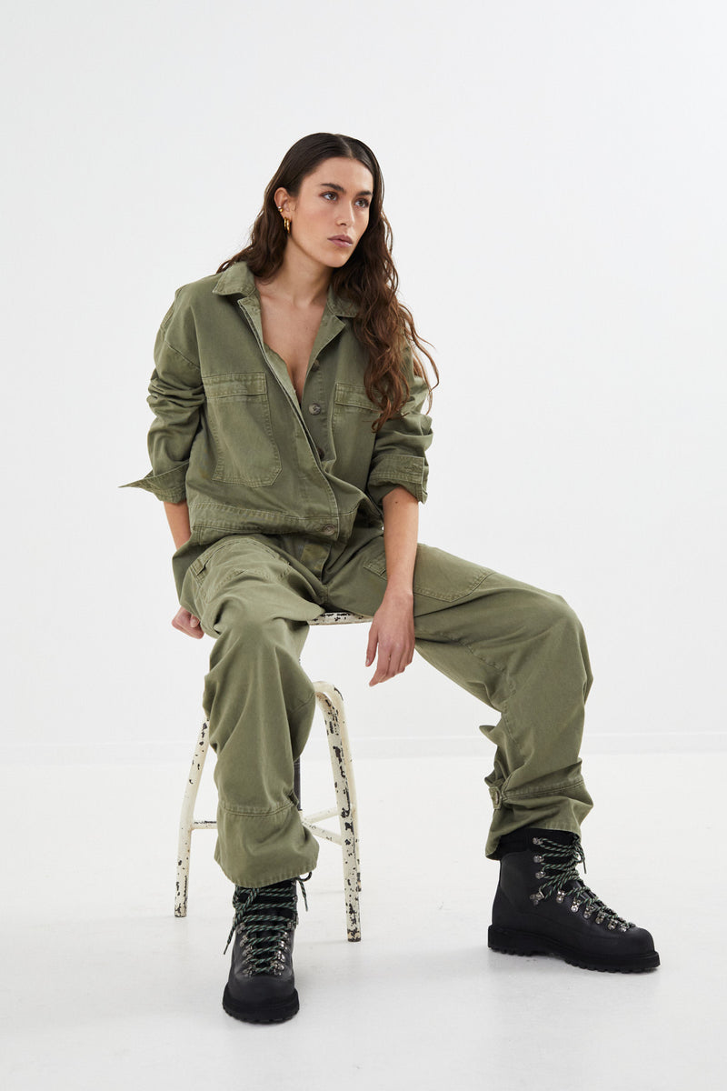 Jozette - Canvas light jumpsuit I Burnt olive    1 - Rabens Saloner