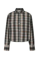 Seval - Check shirting cropped shirt I Grey check    2 - Rabens Saloner