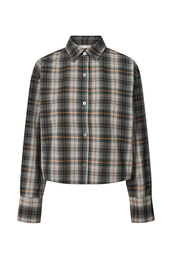 Seval - Check shirting cropped shirt I Grey check    2 - Rabens Saloner