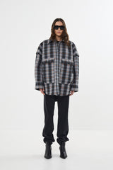 Sevara - Check shirting padded jacket I Grey check    1 - Rabens Saloner