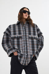 Sevara - Check shirting padded jacket I Grey check 4 - Rabens Saloner