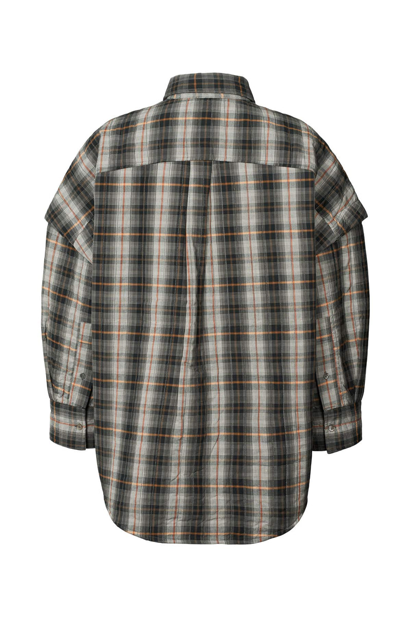 Sevara - Check shirting padded jacket I Grey check    6 - Rabens Saloner