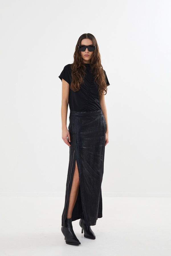 Naline - Glazed skirt I Black    1 - Rabens Saloner