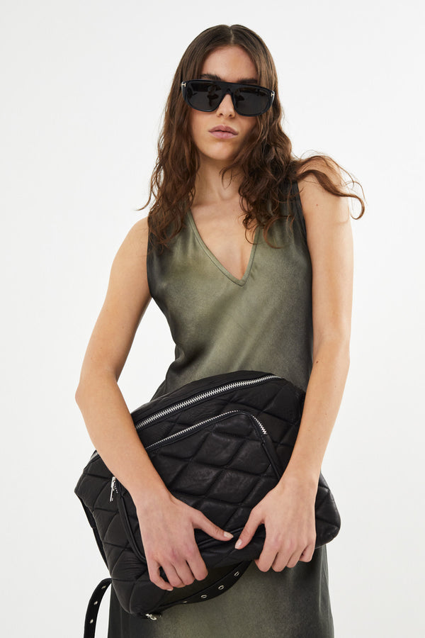 Venus - Graffiti bias dress wide strap I Olive charcoal combo    2 - Rabens Saloner