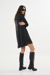 Lupitas - Spine long sleeve Aline dress I Black combo    2 - Rabens Saloner