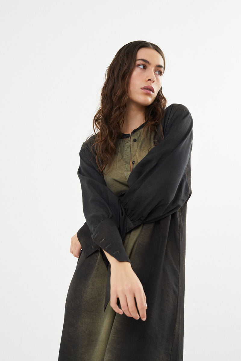 Amila - Graffiti shirt dress I Olive charcoal combo    2 - Rabens Saloner