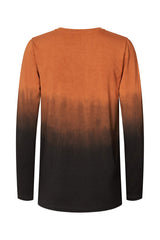 Xenia - Flow long sleeve short t-shirt I Burnt orange combo 3 - Rabens Saloner