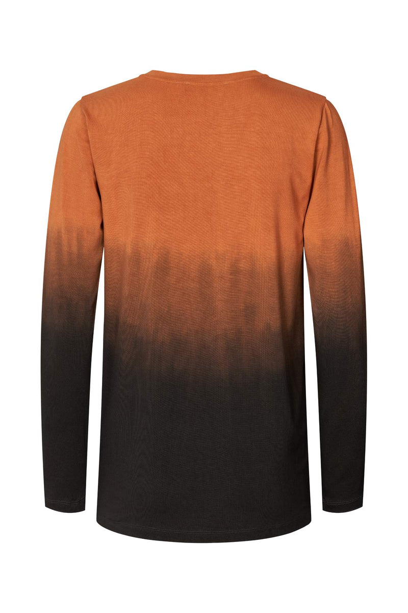 Xenia - Flow long sleeve short t-shirt I Burnt orange combo 3 - Rabens Saloner